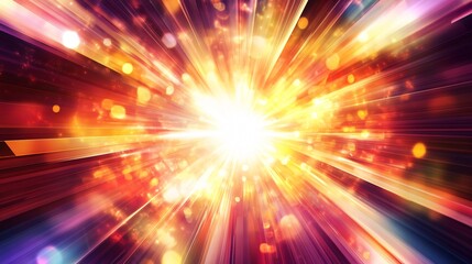 Abstract light streaks burst out in warm colors.