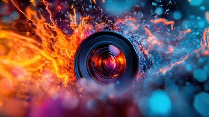 Fiery camera lens explosion