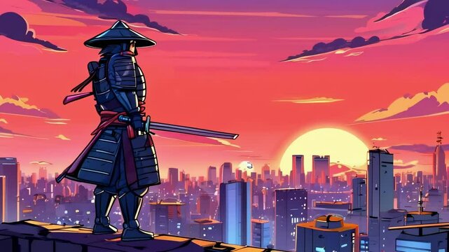 cartoon Samurai Defender of Future City