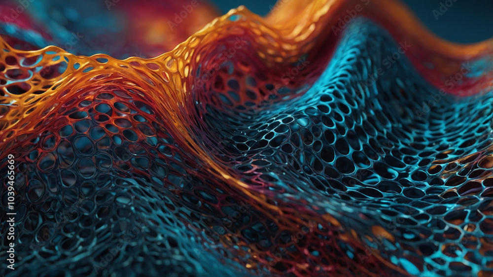 Poster full color 3d abstract liquid mesh background