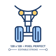 Landing gear RGB color icon. Wheels and supporting structure. Takeoff, landing and ground movement of planes in aviation. Isolated vector illustration. Simple filled line drawing. Editable stroke