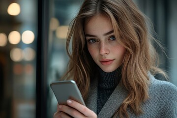 Fototapeta premium Closeup shot of businesswoman talking over mobile phone, Generative AI