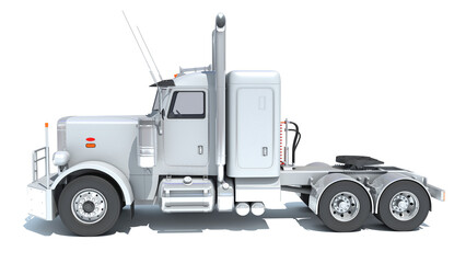 Semi Truck 3D rendering on white background