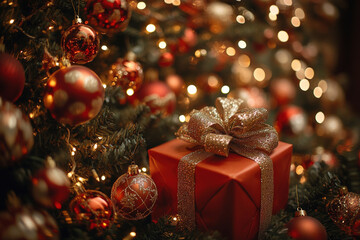 Joyful Christmas Gift under Tree 