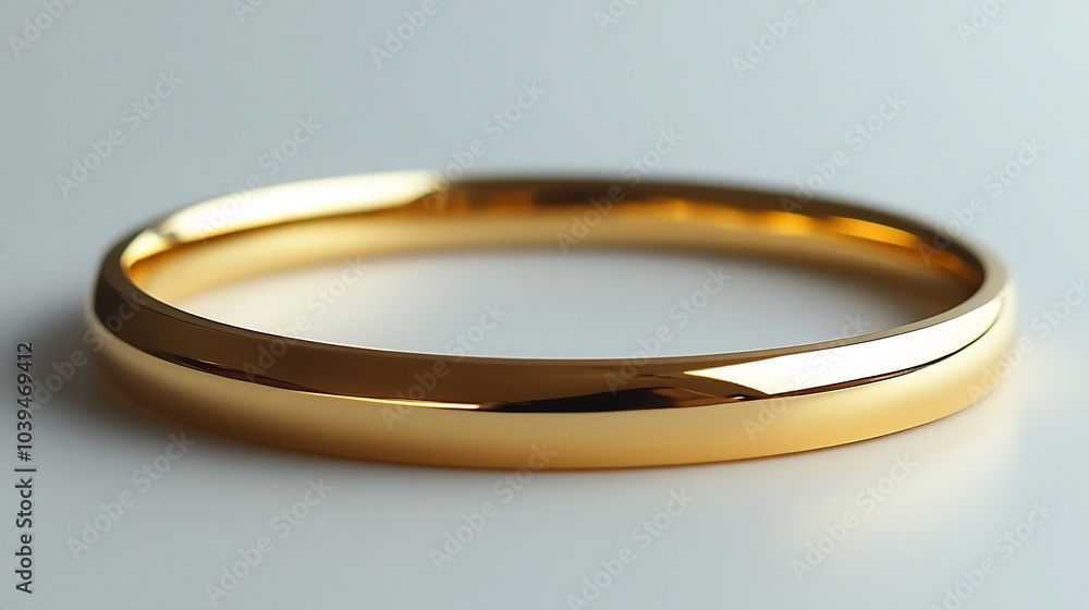 Poster sleek gold bangle with smooth edges centered on a minimalistic white background showcasing the simpl