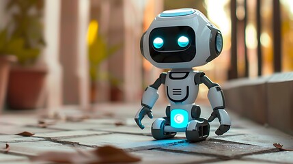 Gesturing robotic creature with antennas, 3d illustration
