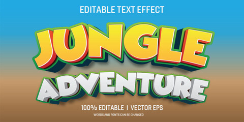 editable jungle adventure vector 3d text effect with modern style design