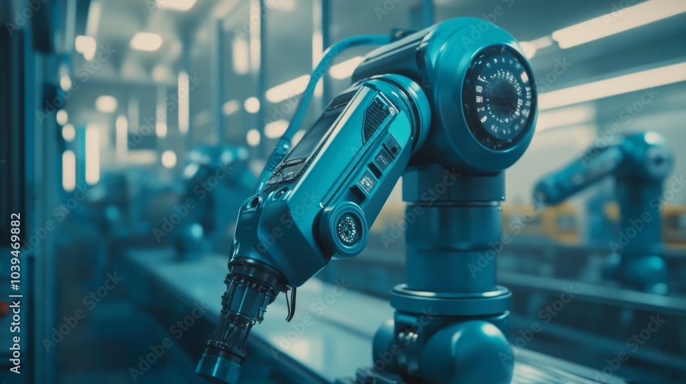Poster futuristic robotics in clean tech environment