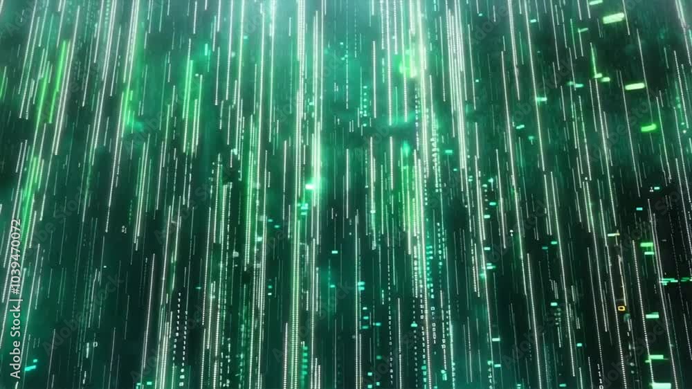 Aufkleber digital rain an abstract visual effect of cascading green lines and technology driven data flow