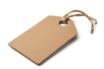 Cardboard Price Tag - Blank Label for Gifts, Isolated on White Background