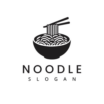 Noodle logo design template,ramen and spagethi icon with chopstick symbol
