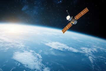 Satellite Observing Auroras Over Earth