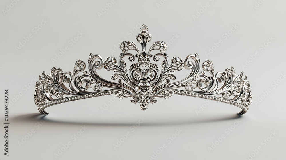 Poster sparkling silver tiara with intricate filigree details isolated on a clean minimalistic background h
