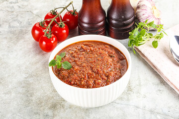 Spanish traditional gazpacho tomato soup