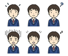 シンプルでかわいい学生イラスト（ブレザー・上半身・男の子）