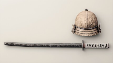 Wakizashi and Helmet, Alternate Arrangement