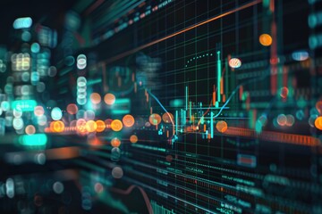 Digital interface featuring AI-driven stock market analysis with cutting-edge financial tools and dynamic charts