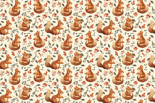 squirrel seamless texture pattern. background for cloth