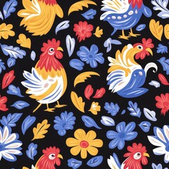 Obraz premium Traditional Polish Folk Art Seamless Design