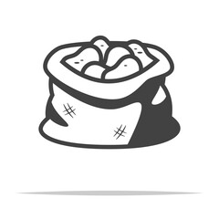 Sack of potatoes outline icon transparent vector isolated