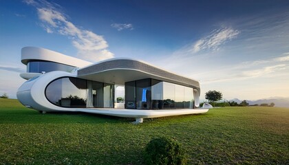 Moderne Architektur Ansicht Modernes Bauwerk Baukunst Haus Zeichnung Visualisierung