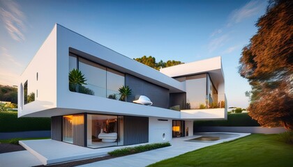 Moderne Architektur Ansicht Modernes Bauwerk Baukunst Haus Zeichnung Visualisierung