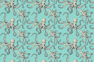 octopus seamless texture pattern. background for cloth