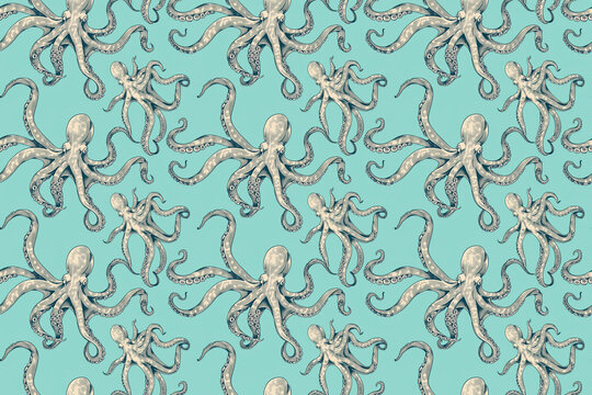octopus seamless texture pattern. background for cloth
