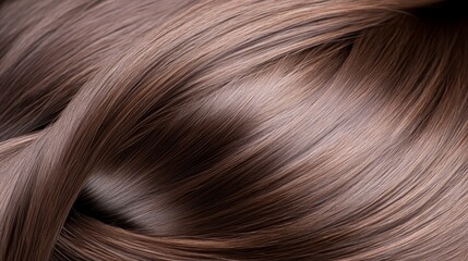 Fototapeta premium A close-up of brown hair with long, straight strands and wavy tops