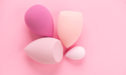Beauty blender sponges set for Makeup liquid foundation, face make-up egg blender. Applying...