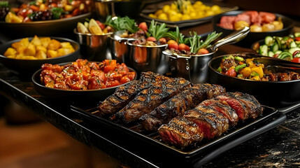 Elegant Buffet Display with Various Dishes