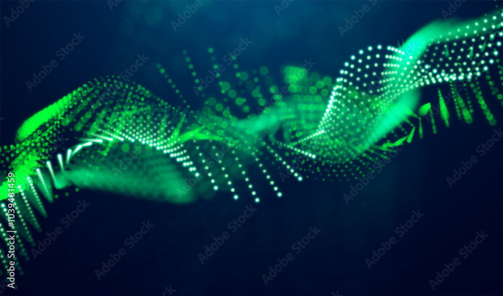 Poster futuristic particles wave. abstract grid virtual reality. graphic concept for your design