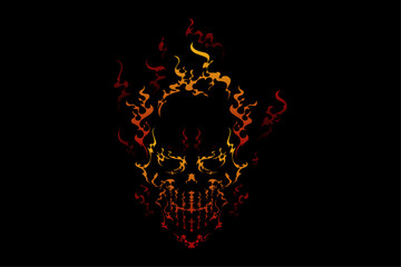 SKULL ILLUSTRATION BURNING SKULL