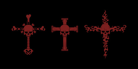 SKULL ILLUSTRATION SKULL ON THE CROSS