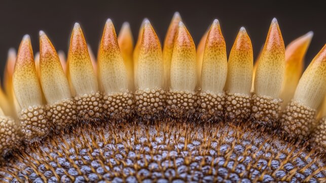  A tight shot of a sunflower's bud with stipules in place
