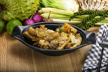 Roasted Thai eggplant with onion