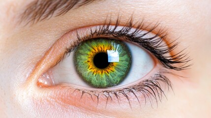 Fototapeta premium A detailed image of a human eye with a green-yellow iris at its core
