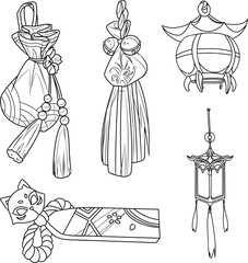 lantern and traditional etnic japanese bag