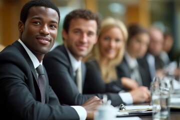Team of corporate professionals having discussion in meeting, Generative AI