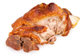 German Pork Knuckl on white background or Crispy German Pork Knuckle isolate on white with clipping path.