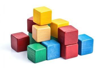 Obraz premium Stack of Colorful Wooden Toy Blocks in a Pyramid Shape