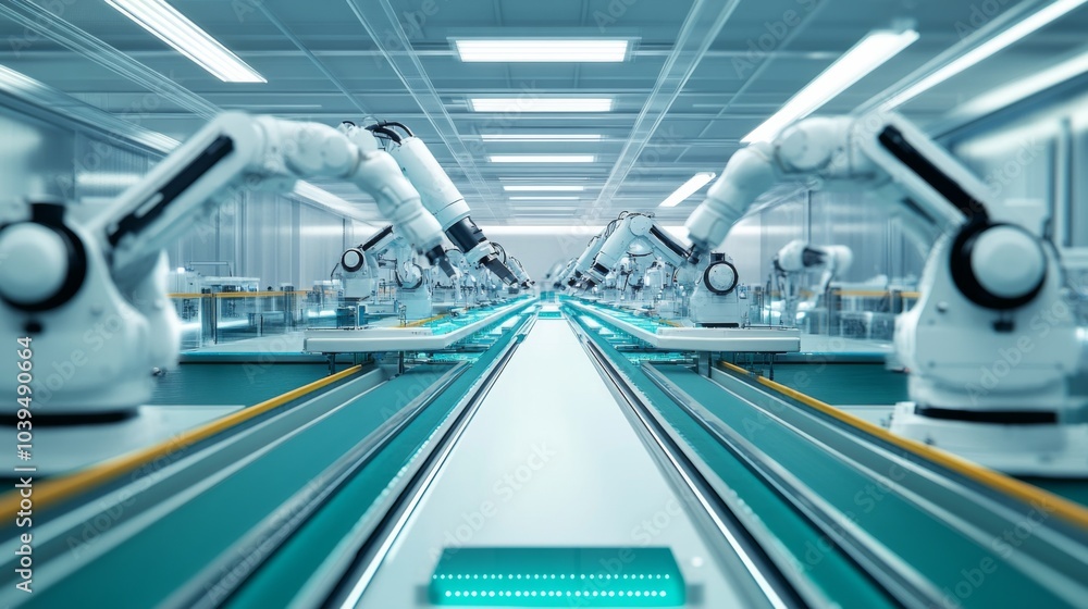 Poster robots assembling microchips in sterile cleanroom environment