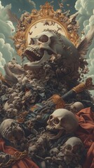 Surreal Skull Composition with Ornate Details