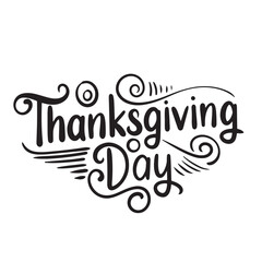 Thanksgiving Day text lettering. Hand drawn vector art.