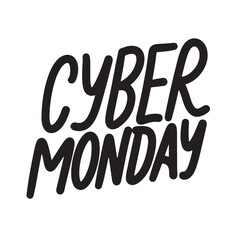 Cyber Monday text lettering. Hand drawn vector art.