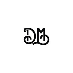 DM monogram logo design letter text name symbol monochrome logotype alphabet character simple logo