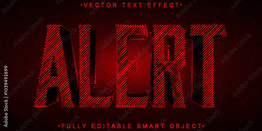 Poster red shake alarm alert vector fully editable smart object text effect