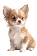 A baby Chihuahua, isolate on white background, with soft features and an adorable expression. cutout png