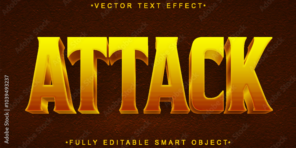 Poster shiny war attack vector fully editable smart object text effect