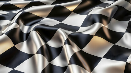 Obraz premium Elegant Checkered Silk Fabric Texture in Black and White